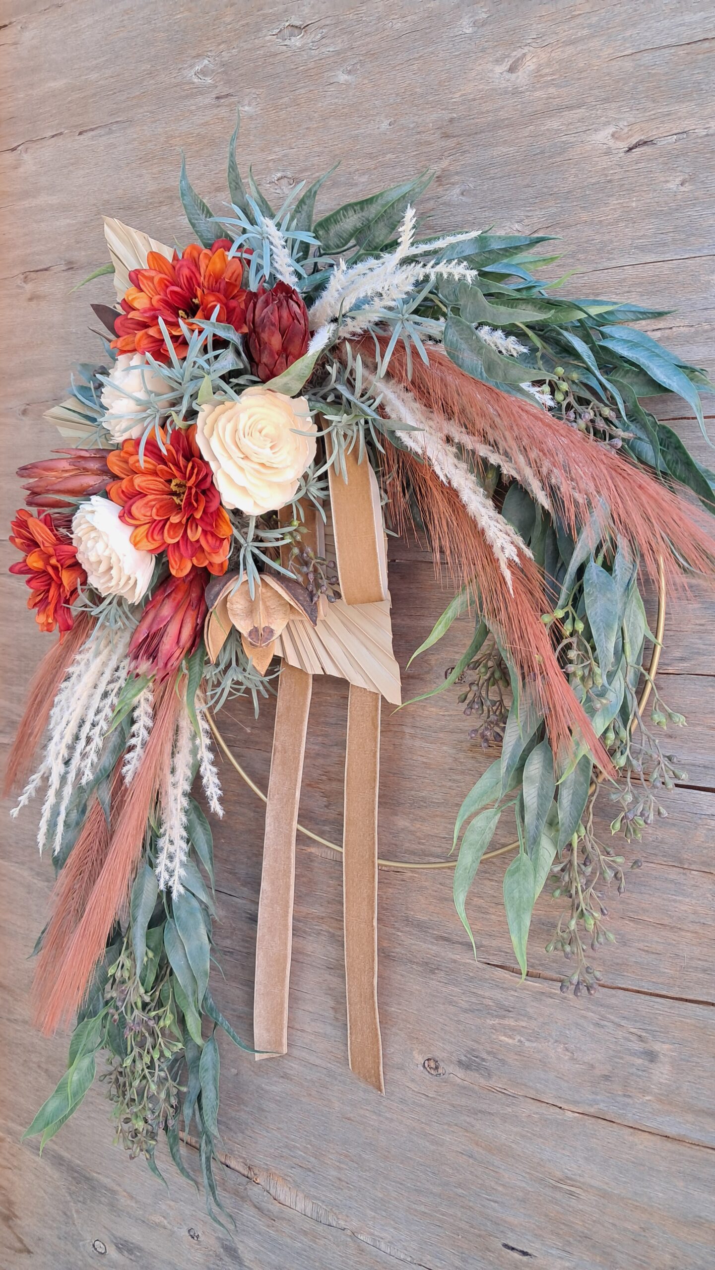 Boho Fall Wreath | Autumn Front Door Wreath with Pampas Grass - Image 3
