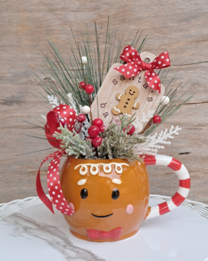 Gingerbread Mug Floral Arrangement