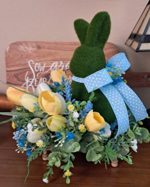 Moss Bunny Tulip Centerpiece