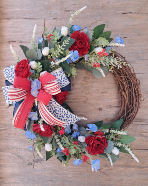 Patriotic Floral Grapevine Wreath