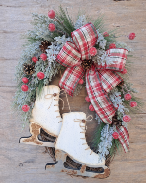 Rustic Ice Skates Winter Wreath
