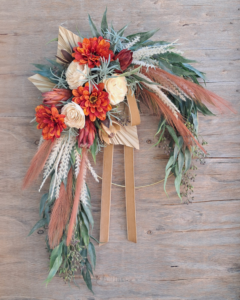 Boho Fall Wreath | Autumn Front Door Wreath with Pampas Grass