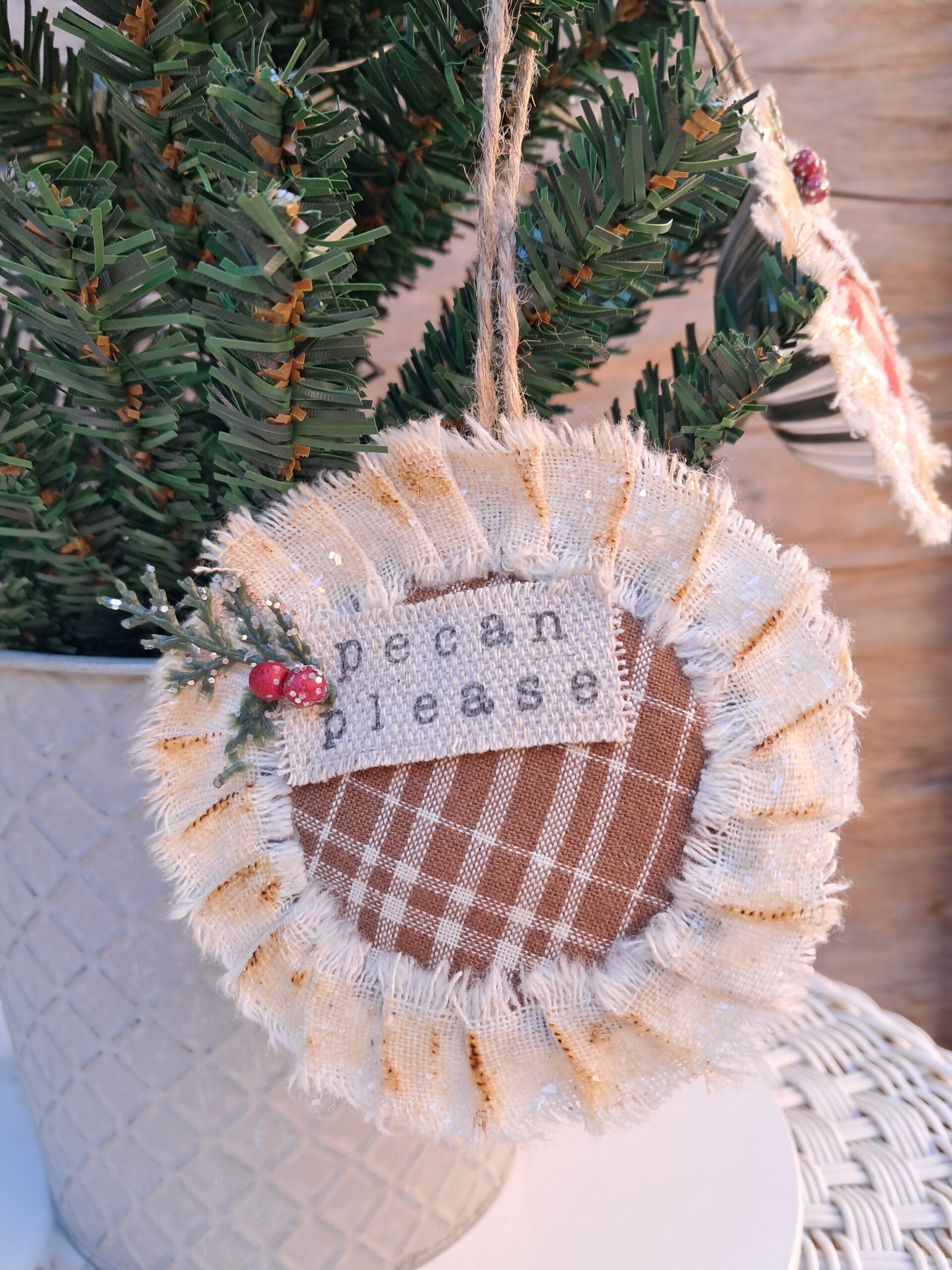 Handmade Christmas Pie Ornaments Set of 3 – Cherry, Pumpkin & Pecan - Image 4